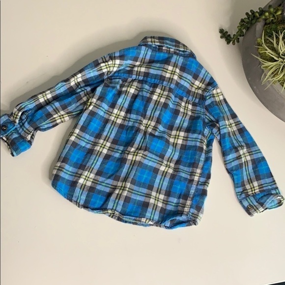 Carter’s Blue Yellow Plaid Flannel Long Sleeve button down shirt 24 months - Picture 5 of 5